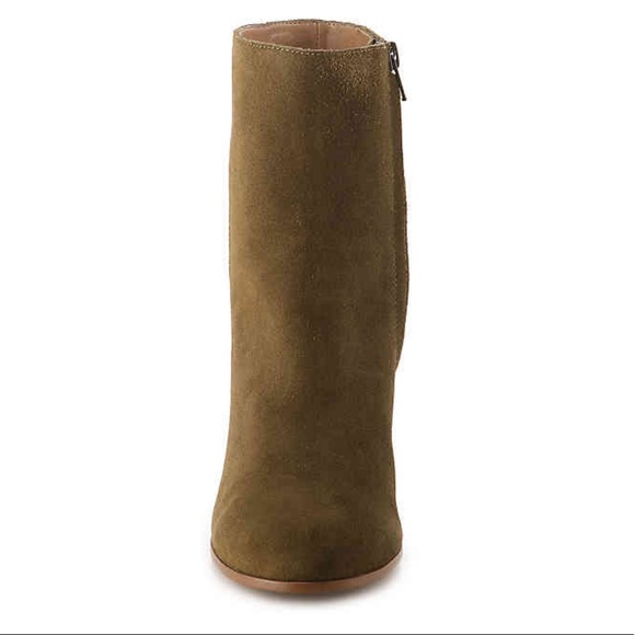 Olive Floral Brocade Genuine Suede Block Heel Boot - Picture 4 of 5